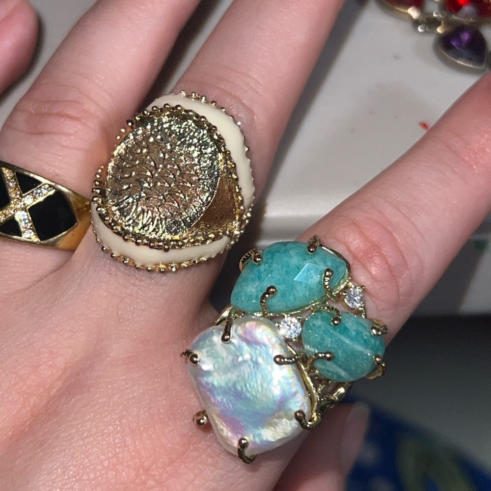 Gold and White Statement Ring